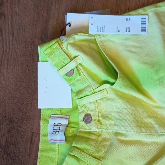 BDG Urban Outfitters Lime Green Striped Longline Carpenter Short BBB - Picture 2 of 4